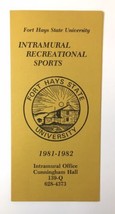 Fort Hays State University Intramural Recreational Sports 1981 - 1982 Sc... - $13.00