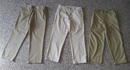 Set of (3) Pairs Men&#39;s Dress Pants Size 38&quot; x 32&quot; Tan Khaki Beige - £7.12 GBP