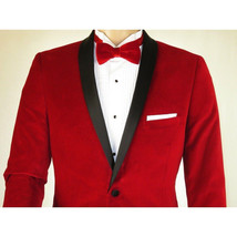 Mens Adolfo Velvet Dinner Jacket Shawl Satin Stage singer 3016J Christmas Red image 12