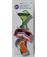 WILTON 3-Piece Cookie Cutter Set Metal SUMMER Sandal Sunglasses Margarit... - $19.41
