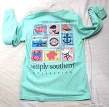 Simply Southern Small Long Sleeve Mint Green Shirt Stamps Of The South C... - $185.60 MXN