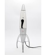 Retro Rocket Ship Ferrofluid Lava Lamp with Magnetic Black Wax Clear Liq... - £72.50 GBP