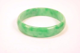 Vintage Bright Emerald Apple Green Jade Bangle Bracelet 16mm No Reserve - $1,000.22 CAD
