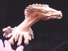 (q151-b) HORSE head Parasite WOOD carving FIGURINE I love wild horses pony art - £37.55 GBP