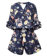 Smukke Big Girls Gorgeous Floral Printed Romper Tier Ruffle Shorts Shirt... - £19.95 GBP