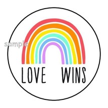 30 Love Wins Envelope Seals Labels Stickers 1.5&quot; Round Rainbow Pride Gifts - £5.96 GBP