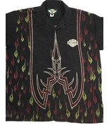 Pre Owned Harley Davidson Hawaiian Shirt Men L Button Down Camp Tribal - $39.59