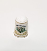 Three Thistles Scotch Snuff Thimble Porcelain Vintage 1&quot; Country Store - $15.83