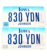 2012 United States Iowa Johnson County Passenger License Plate 830 YDN - £25.13 GBP