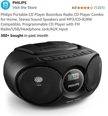 Portable Black Stereo System Boombox With Cd Player Usb Fm Radio And Headphon... Item image 5