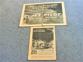 Tip on a Dead Jockey/Jet Pilot  2 Pages Movie Ads from Variety 1957 Newspaper . - £18.13 GBP