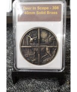 White Tail Deer Hunting 308 Customizable Brass Coin Token 40mm Solid Medal - $368.16 MXN
