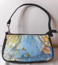 Disney Alice in Wonderland Black Nylon Purse Small Handbag Wristlet Sequins - $12.86