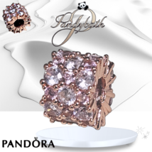 PANDORA ROSE GOLD PINK AND CLEAR SPARKLE CHARM 788487C01 US SELLER - $910.58 MXN