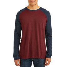 Men&#39;s Medium Long Sleeve Crewneck Raglan T-Shirt Red Black Pullover Fall Winter - £15.69 GBP