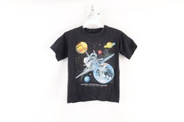 Vintage Y2K Boys Medium Faded All Over Print Spell Out Space Museum T-Shirt - £18.47 GBP