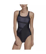 Adidas Women&#39;s Big Bars Graphic One-Piece Swimsuit Size 14 Black - $49.49