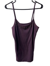 Mossimo Camisole Top Womens Size L Purple Beaded Spagetti Strap Beaded Aztec - £7.80 GBP