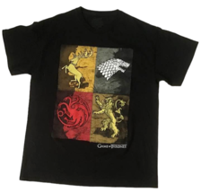 Game of Thrones T-Shirt Coat of Arms Targaryen Stark Lion Stag Black Adu... - £15.46 GBP