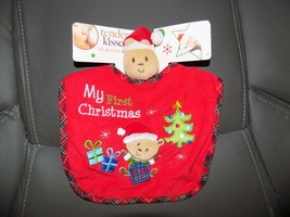 Tender Kisses My First Christmas Bib &amp; Wrist Rattle W/ Red Teddy Bear NEW - $14.20