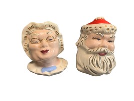 Vintage Ceramic Santa &amp; Mrs. Claus Salt &amp; Pepper Shakers Set - $22.37