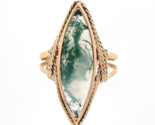 10k Yellow Gold Handwrought Genuine Natural Moss Agate Ring Size 5 (#J6580) - £452.47 GBP