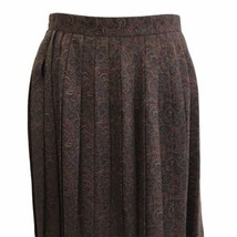 Daniel Hechter Women&#39;s Brown Paisley Print Pleated Skirt Size 40 Vintage S8 - £25.53 GBP