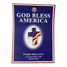 1&quot; God Bless America Patriotic Usa American Flag Cross Metal &amp; Enamel Lapel Pin - £2.37 GBP