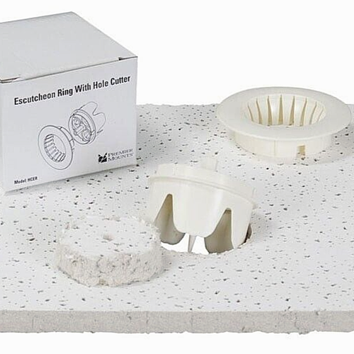 Premier Mounts Escutcheon Ring with Built-In Hole Cutter - White HCERW -... - $12.99