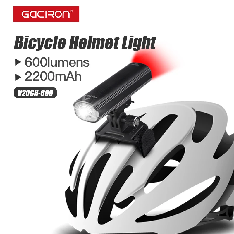 Gaciron V20CH-600 Bike Helmet Light Front Light &amp; Rear Light 2 in 1 Design 600 - £27.15 GBP
