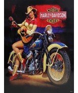 Playin&#39; Around Babe Pin Up Harley Davidson Motorcycle Metal Sign - £23.50 GBP