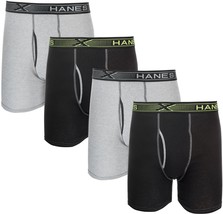 Hanes Ultimate Men&#39;s Sport X-Temp Comfort Boxer Brief 4-Pack, Black/Gray, Large - £14.70 GBP