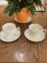 SET OF 2 Johnson Bros Snow white Regency Swirl Tea Cup and Saucer Set - $15.59