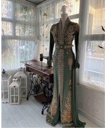 Stylish Long Moroccan Hand Work Dress Islamic Dubai Farasha Kaftan Gown ... - $170.00