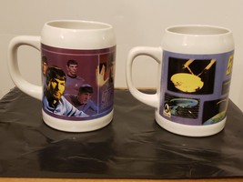Lot Of 2 Vintage 1996 Star Trek Captain And First Officer/U.S.S. Enterprise Mugs - $16.97