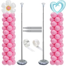 Decojoy Balloon Column Stand Set Of 2, Adjustable 7 Feet Balloon Arch Stands Wit - £31.51 GBP