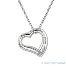 925 Sterling Silver Cubic Zirconia CZ Crystal Heart Pendant &amp; 18&quot; Chain Necklace - £18.16 GBP