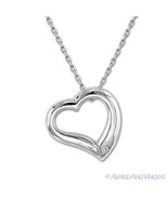 925 Sterling Silver Cubic Zirconia CZ Crystal Heart Pendant &amp; 18&quot; Chain ... - $354.90 MXN