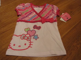 Girls Hello Kitty white &amp; pink shirt 4  22.00 NWT youth TEE^^ - $13.49