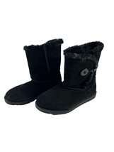 SO Kohls Womens Faux Fur Lined Boots Size 9 Black Suede Leather Winter - £19.71 GBP
