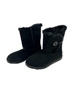 SO Kohls Womens Faux Fur Lined Boots Size 9 Black Suede Leather Winter - £19.57 GBP