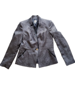 Anne Klein Small Workwear Blazer Black &amp; Silver Short Jacket Vegan Leath... - £20.95 GBP