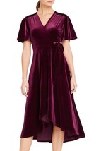 Ruby Velvet Mock Wrap Midi Dress ! Only 69.00 ! - $69.00