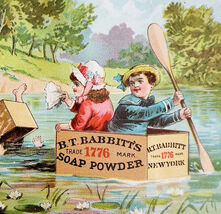 C1880s B.T. Babbitt Victorian Trade Card Soap Powder Lithograph Canoeing... - €27,85 EUR