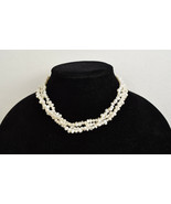 White Round Real Pearl Three Row Strands 7 mm Genuine Freshwater Pearl N... - $67.70 CAD