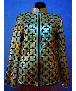 Gold Leather Coat for Woman Jacket Women Zipper Short Collar All Size Zi... - £175.91 GBP