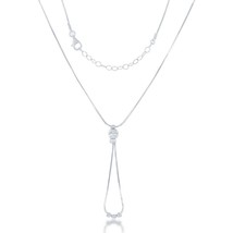 Sterling Silver Diamond Cut Bead with Square Snake Loop Necklace - £30.52 GBP