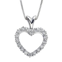 Women&#39;s 0.38Ct Natural Moissanite 14K White Gold Plated Heart Pendant Necklace - £79.95 GBP