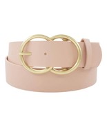 Wide Vegan Leather Gold Double Ring Belt Blush Pink - $21.78