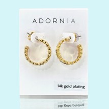 Adornia Hoop Earrings 3/4&quot; D 14k Gold Plated Bezel Set Cubic Zirconia Milgrain - £37.96 GBP